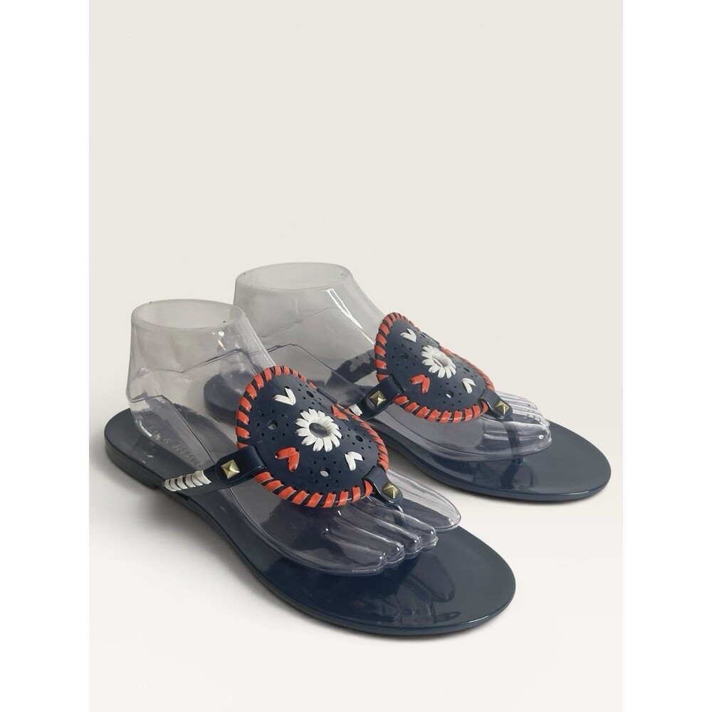 Jack Rogers Jelly Sandals Navy Orange White Comfortable Summer Shoes Size 9